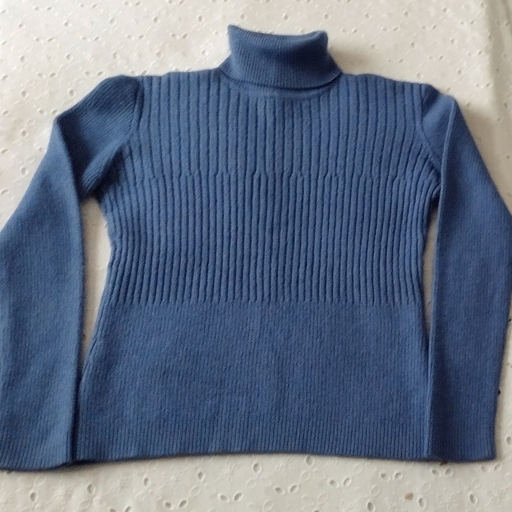 Worth Blue/Periwinkle Ribbed Turtleneck Sweater size small